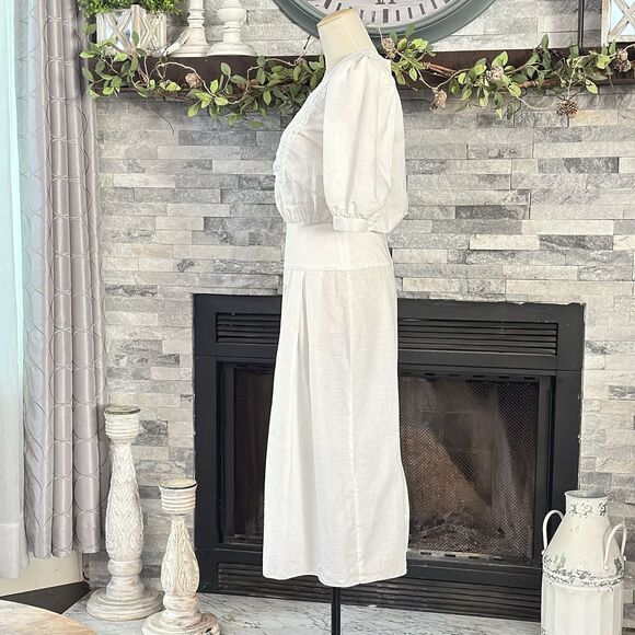 VTG Gunne Sax Dress Small White Midi Puff Sleeve Lace Cottagecore Prairie 1980s - Picture 6 of 16